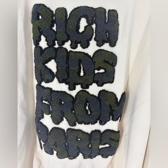 ELEVENPARIS Mens Sweatshirt Rich Kids From Paris Beige Long Sleeve Cotton 2XL - Picture 2 of 8